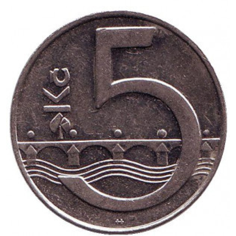Монета 5 крон. 1993 рік, Чехія. (АС) Монета 5 крон. 1993 рік, Чехія. (АС)