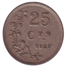 Монета 25 сантимів. 1927 рік, Люксембург. (АЗ)