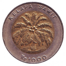 Пальма. Монета 1000 рупій. 2000 рік, Індонезія.(БП)