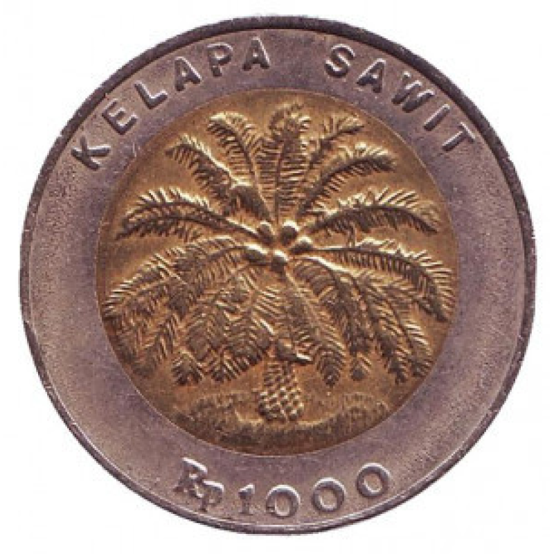 Пальма. Монета 1000 рупій. 2000 рік, Індонезія.(БП) Пальма. Монета 1000 рупій. 2000 рік, Індонезія.(БП)