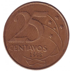 Майка Деодору та Фонсека. Монета 25 сентаво. 1998-2023 рік, Бразилія.(БС)