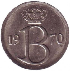 25 сантимів. 1948-93 рік, Бельгія. (Belgie)
