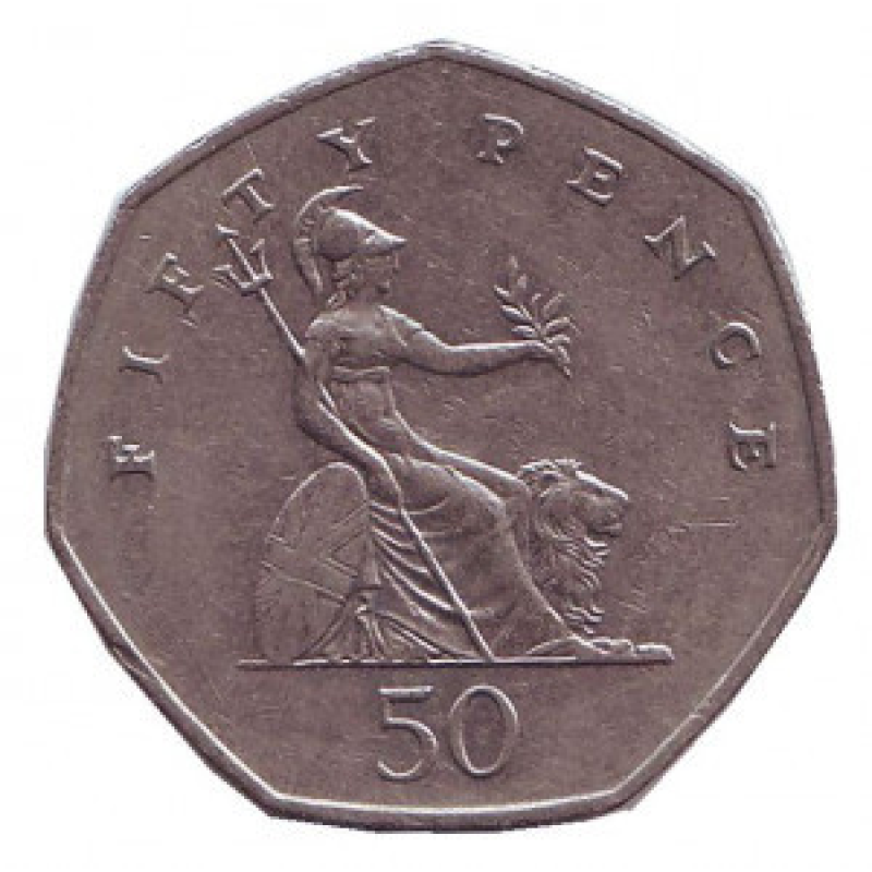 Монета 50 пенсів. 2001 рік, Великобританія.(В) Монета 50 пенсів. 2001 рік, Великобританія.(В)