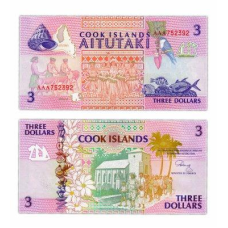 Cook Islands Острови Кука - 3 Dollars 1992 UNC Pick 7