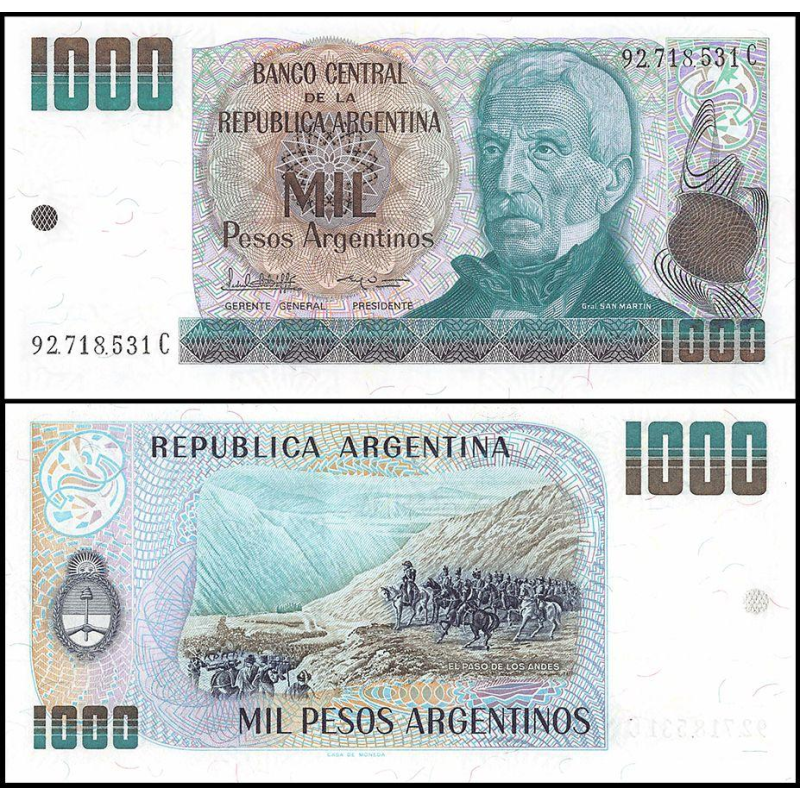 Argentina Аргентина - 1000 Pesos Arg 1983 - 1985 P. 317b aUNC / UNC Argentina Аргентина - 1000 Pesos Arg 1983 - 1985 P. 317b aUNC / UNC