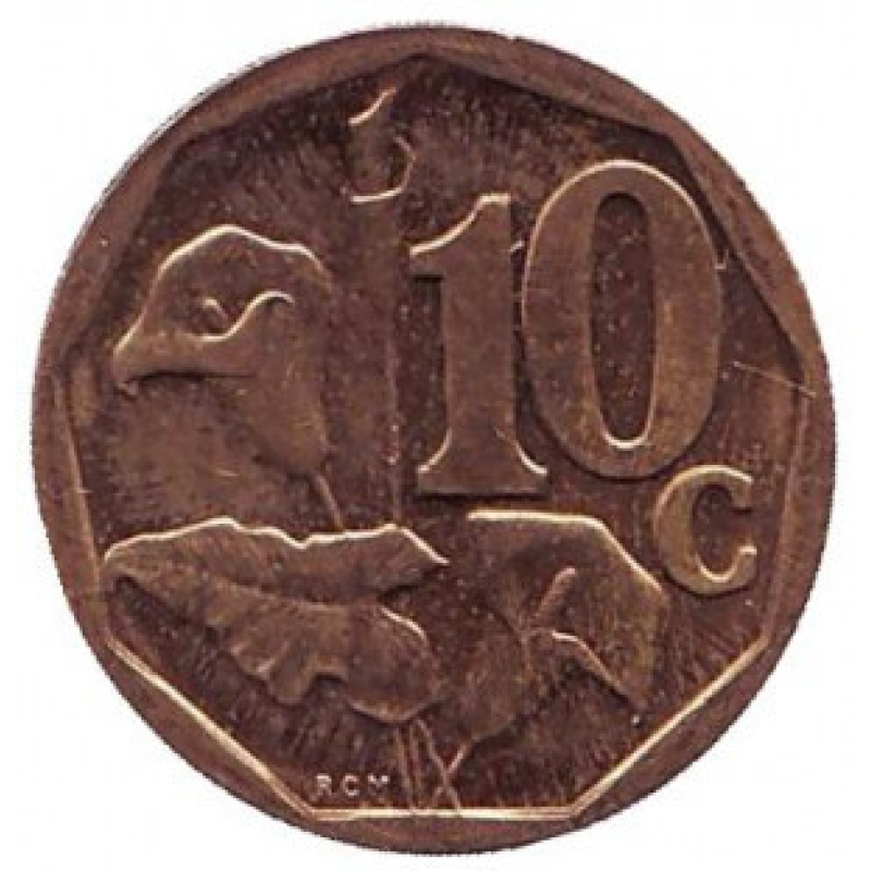 Лілія. Монета 10 центів. 2010,03 рік, Південна Африка. (Д) Лілія. Монета 10 центів. 2010,03 рік, Південна Африка. (Д)