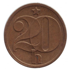 Монета 20 гелерів. 1972-90 рік, Чехословаччина. (БЖ)