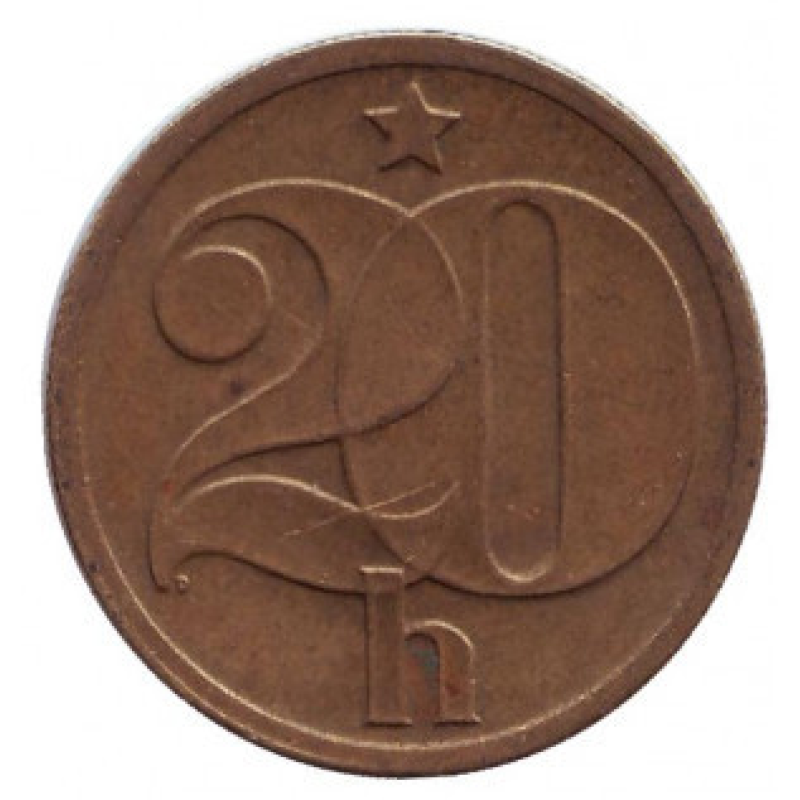 Монета 20 гелерів. 1972-90 рік, Чехословаччина. (БЖ) Монета 20 гелерів. 1972-90 рік, Чехословаччина. (БЖ)