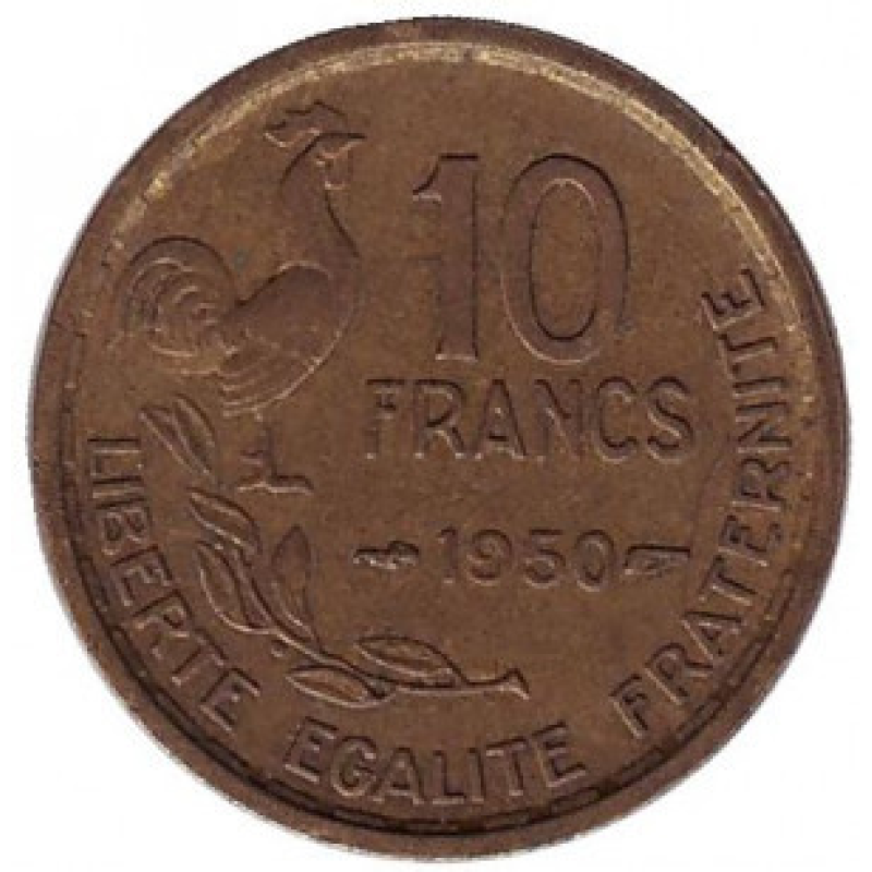 10 франків. 1950 рік, Франція. 10 франків. 1950 рік, Франція.