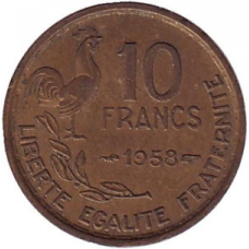 10 франків. 1958 рік, Франція.
