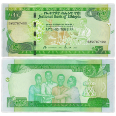 Ефіопія 10 бир 2020р UNC Р-53а