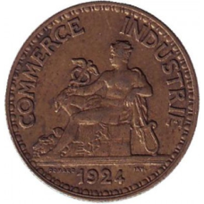 Монета 50 сантимів. 1924,22 рік, Франція.