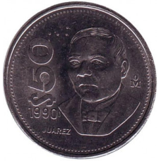 Беніто Хуарес. Монета 50 песо. 1985-90 рік, Мексика.(БД)