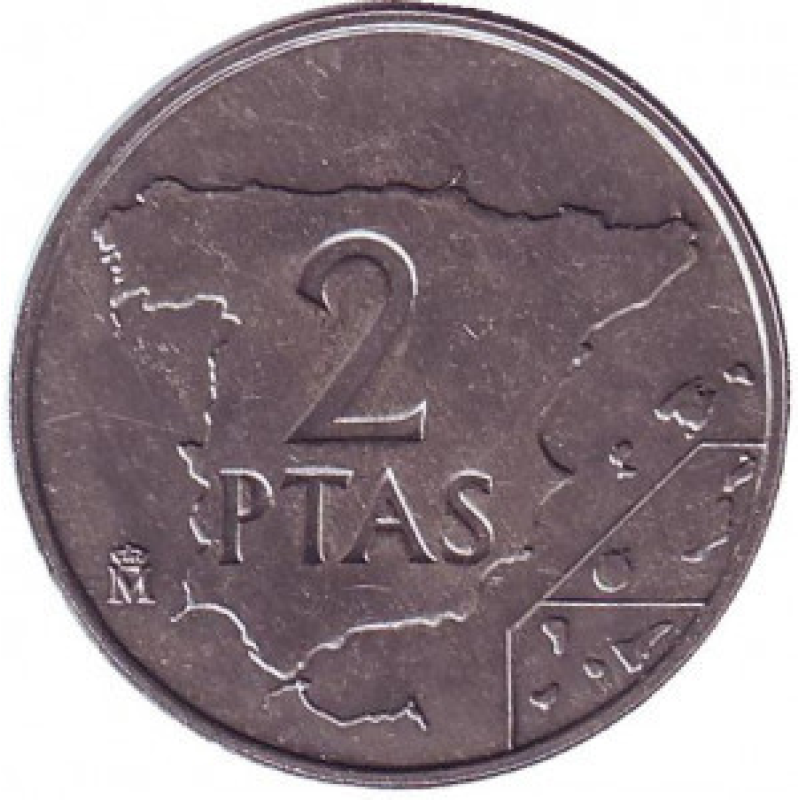 Карта Іспанії. Монета 2 песети. 1982,84 рік, Іспанія.(Г) Карта Іспанії. Монета 2 песети. 1982,84 рік, Іспанія.(Г)