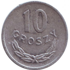 Монета 10 грошів. 1949 рік, Польща. (алюміній)(В)