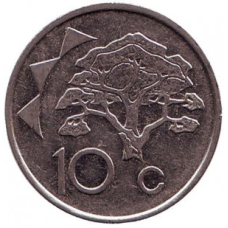 Акація. Монета 10 млн. 1993-2010 рік, Намібія.