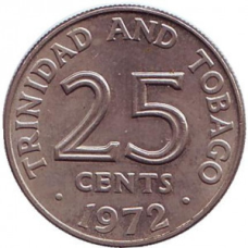 Монета 25 центів. 1972 рік, Тринідад і Тобаго.(АЖ)