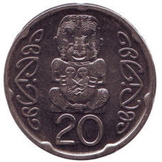 Божок. Монета 20 центів. 2006-2023 рік, Нова Зеландія.