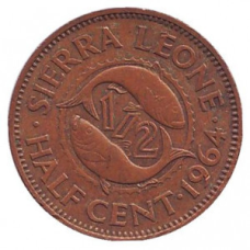 Рибки. Монета 1/2 цента. 1964 рік, Сьєрра-Леоне. (АР)