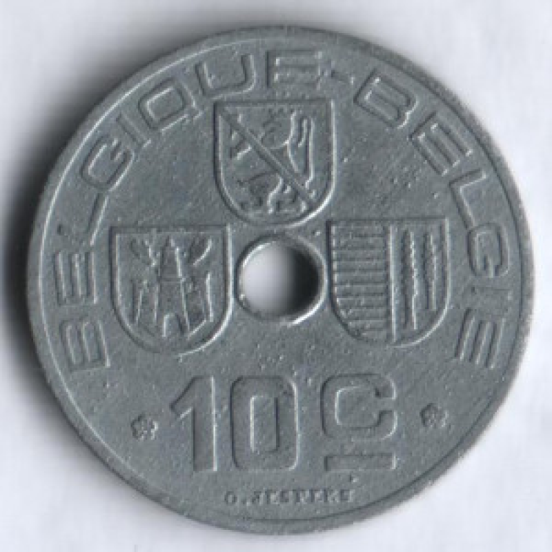 10 сантимів. 1941 рік, Бельгія. (Belgique-Belgie) 10 сантимів. 1941 рік, Бельгія. (Belgique-Belgie)