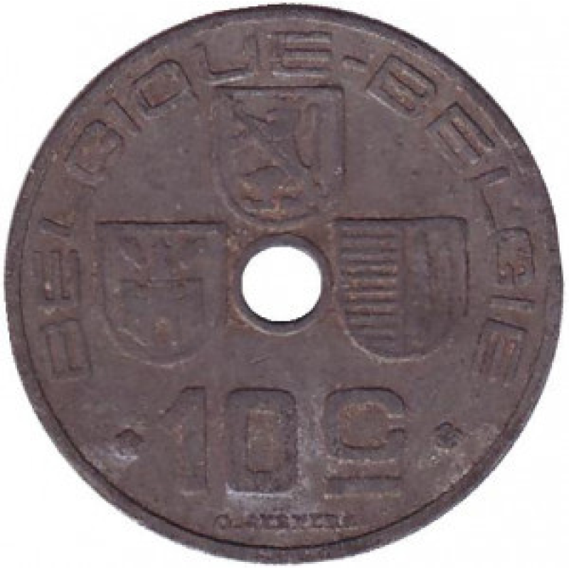 10 сантимів. 1942 рік, Бельгія (Belgique-Belgie). 10 сантимів. 1942 рік, Бельгія (Belgique-Belgie).