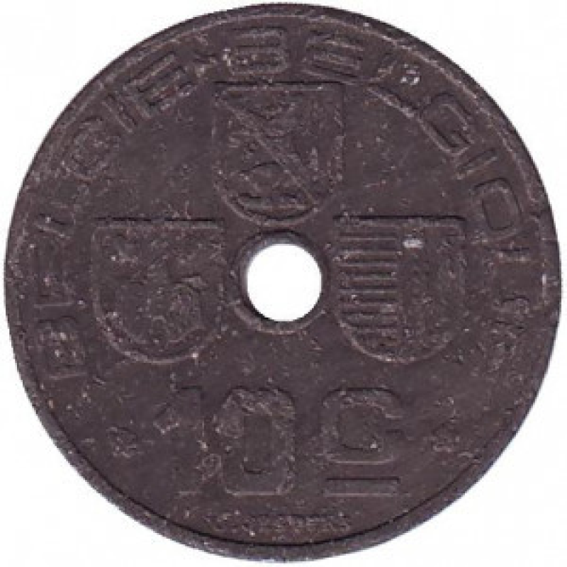 10 сантимів. 1942 рік, Бельгія (Belgie-Blgique).