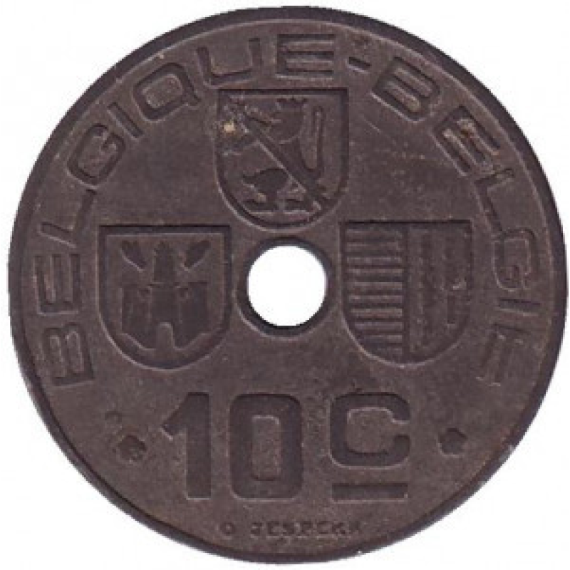 10 сантимів. 1943 рік, Бельгія. (Belgique-Belgie)