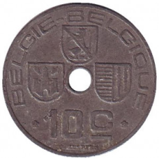 10 сантимів. 1944 рік, Бельгія.