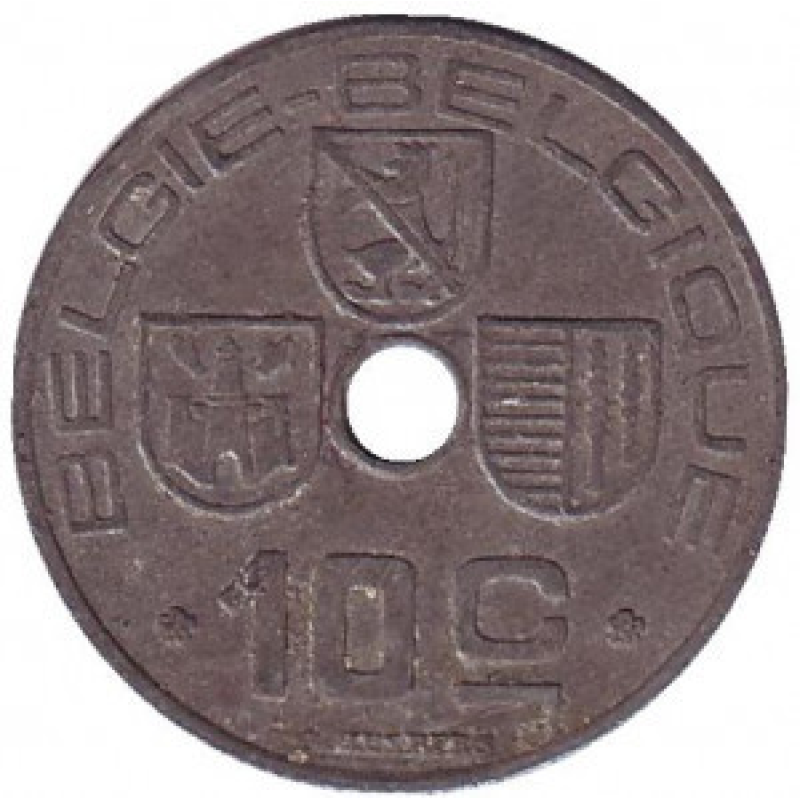 10 сантимів. 1944 рік, Бельгія. 10 сантимів. 1944 рік, Бельгія.