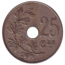 25 сантимів. 1928 рік, Бельгія. (Belgie)