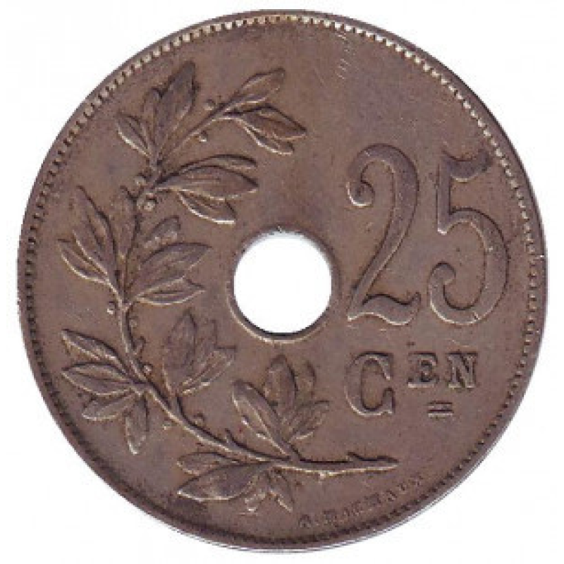 25 сантимів. 1928 рік, Бельгія. (Belgie) 25 сантимів. 1928 рік, Бельгія. (Belgie)