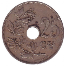 25 сантимів. 1927 рік, Бельгія. (Belgique)
