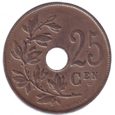 25 сантимів. 1922 рік, Бельгія. (Belgie)