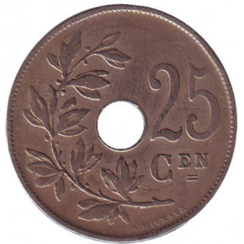 25 сантимів. 1922 рік, Бельгія. (Belgie) 25 сантимів. 1922 рік, Бельгія. (Belgie)
