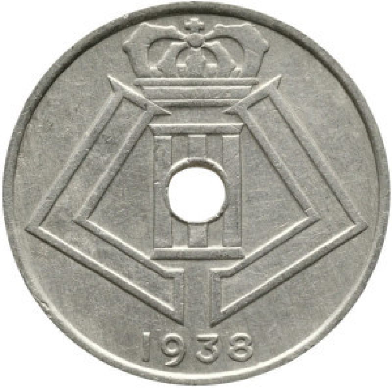 25 сантимів. 1938 рік, Бельгія. (Belgie-Belgique) 25 сантимів. 1938 рік, Бельгія. (Belgie-Belgique)
