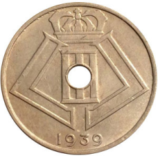 25 сантимів. 1939 рік, Бельгія.