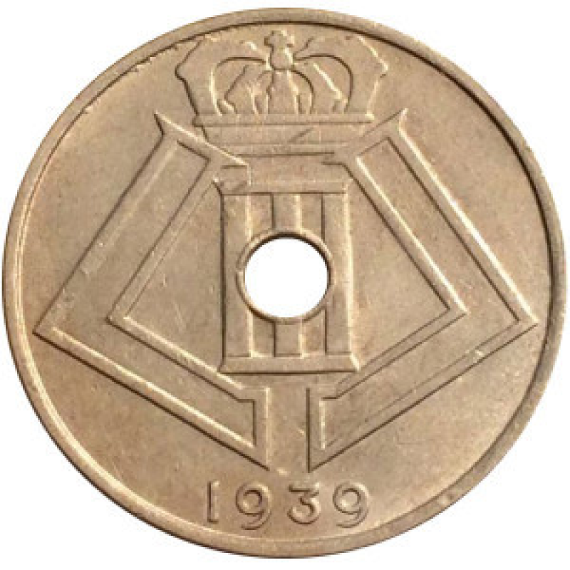25 сантимів. 1939 рік, Бельгія. 25 сантимів. 1939 рік, Бельгія.