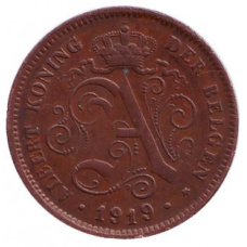 Монета 2 сантима. 1875 рік, Бельгія.