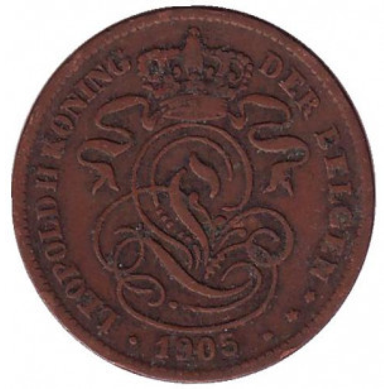 Монета 2 сантима. 1905 рік, Бельгія. (Der Belgen) Монета 2 сантима. 1905 рік, Бельгія. (Der Belgen)