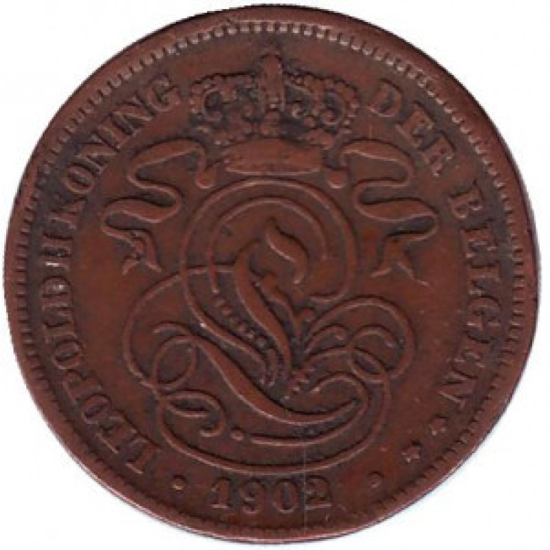 Монета 2 сантима. 1902 рік, Бельгія. (Der Belgen) Монета 2 сантима. 1902 рік, Бельгія. (Der Belgen)