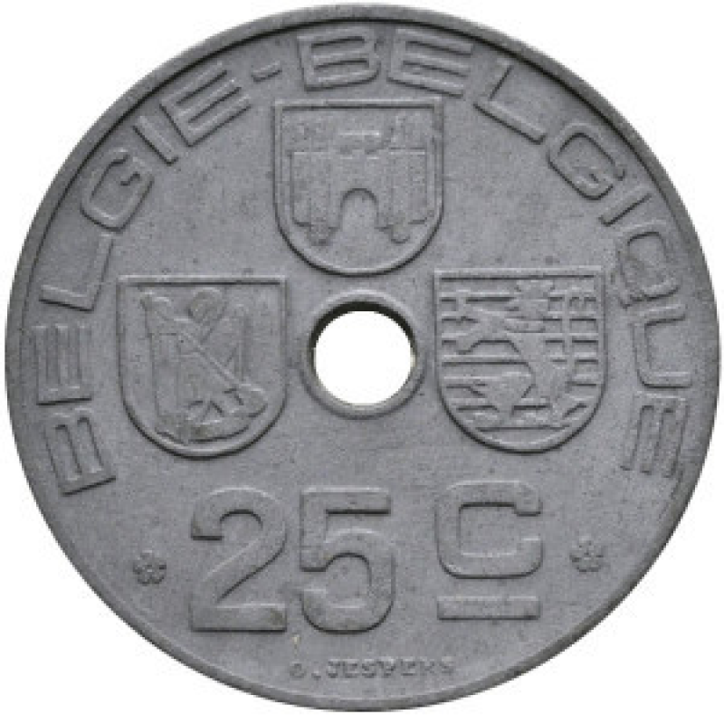 25 сантимів. 1946 рік, Бельгія. (Belgie-Belgique) 25 сантимів. 1946 рік, Бельгія. (Belgie-Belgique)