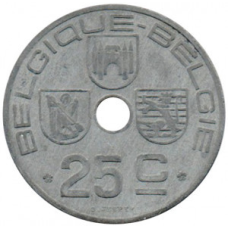 25 сантимів. 1946 рік, Бельгія. (Belgique-Belgie)