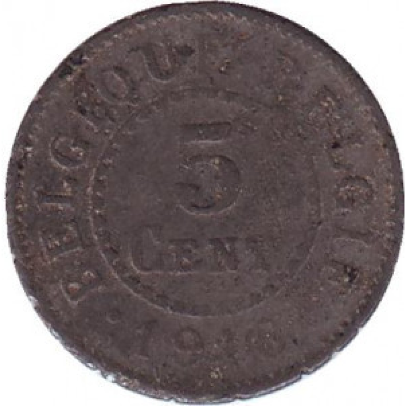 5 сантимів. 1916 рік, Бельгія. 5 сантимів. 1916 рік, Бельгія.