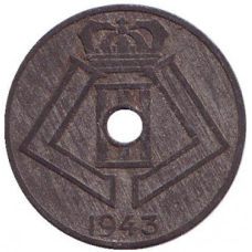 5 сантимів. 1943 рік, Бельгія.