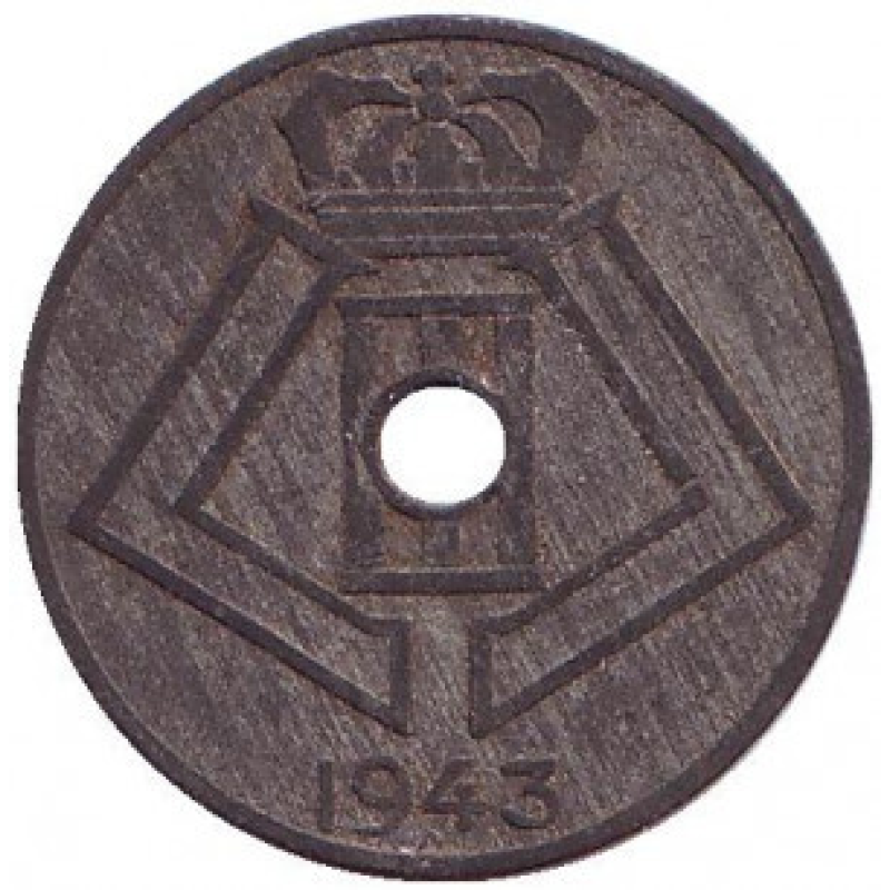 5 сантимів. 1943 рік, Бельгія. 5 сантимів. 1943 рік, Бельгія.