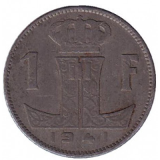 Монета 1 франк. 1941 рік, Бельгія.