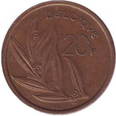 20 франків. 1980 рік, Бельгія.(Belgique)