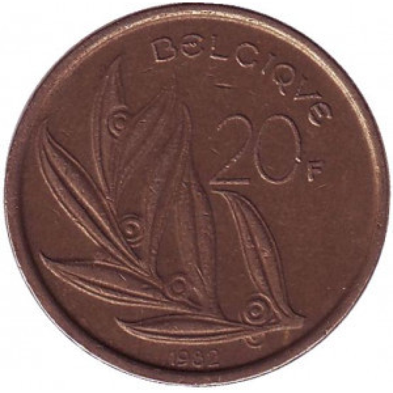 20 франків. 1982 рік, Бельгія. (Belgique) 20 франків. 1982 рік, Бельгія. (Belgique)