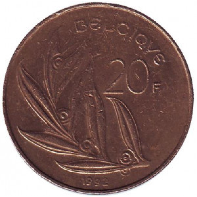 20 франків. 1992 рік, Бельгія. (Belgique) 20 франків. 1992 рік, Бельгія. (Belgique)