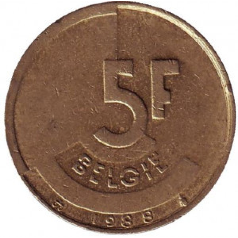5 франків. 1988 рік, Бельгія (Belgie). 5 франків. 1988 рік, Бельгія (Belgie).